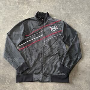 Vintage Volcom Jacket Mens XL Black V Line Hooded Striped Zip Skater Newtown